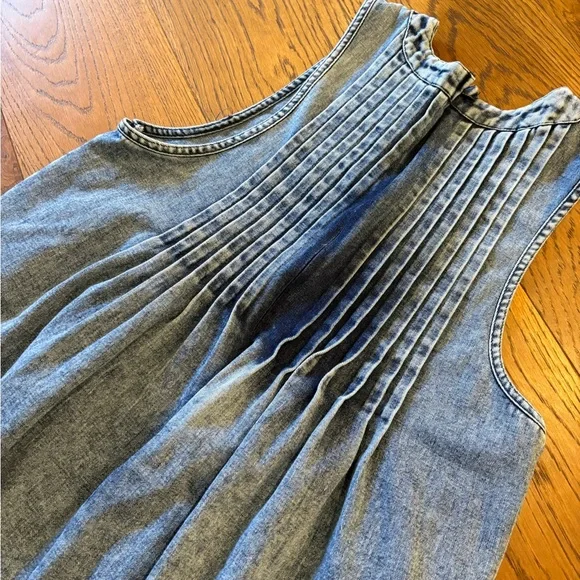 #20 Denim Blue Pleated Jumpsuit 21.5” PTP 22” waist - Picture 5 of 5